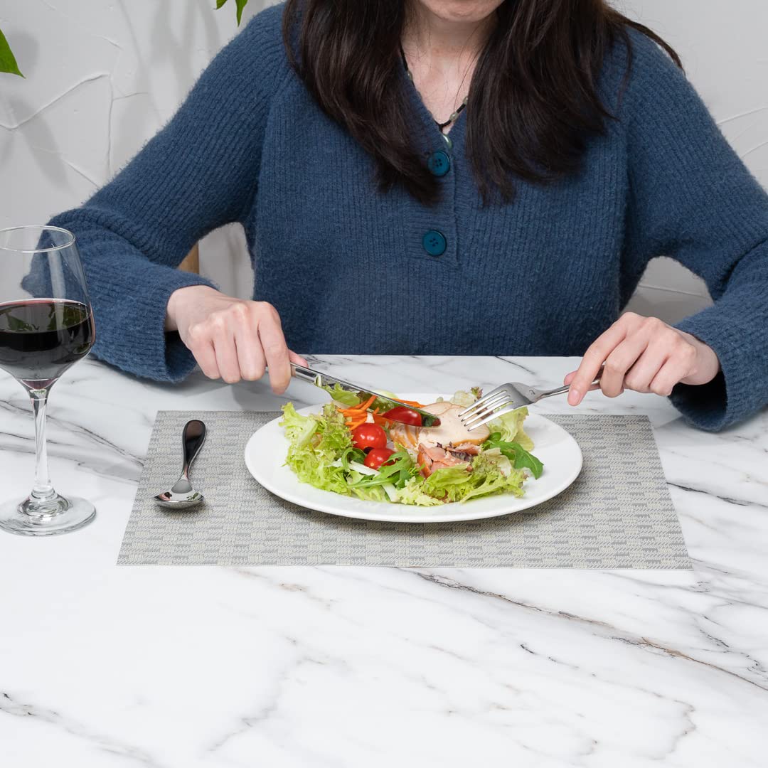 Restaurantware Speculo 16x12 Inch Woven Vinyl Placemats Set of 6 - Stain-Resistant, Easy Clean Rectangle Table Mats for Dining Room, Kitchen, Restaurant & Home Decor | Perfect for Everyday Meals, Dinner Parties & Holiday Gatherings