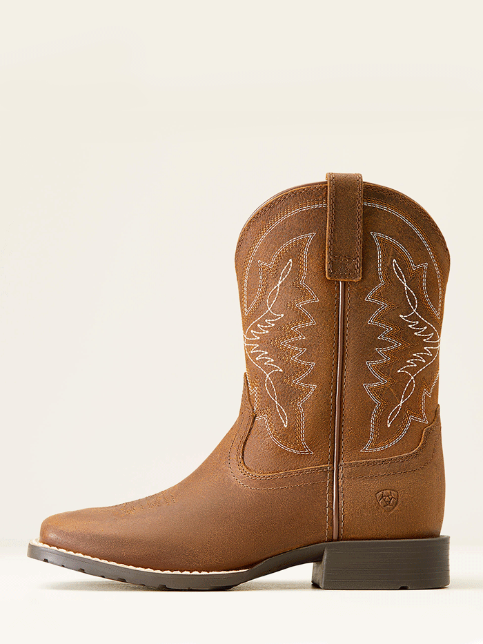 Ariat 10047034 Kids Hybrid Rancher Western Boots - Distressed Tan Leather Cowboy Boots for Boys & Girls - Perfect for Rodeo, Horse Riding & Western Fashion