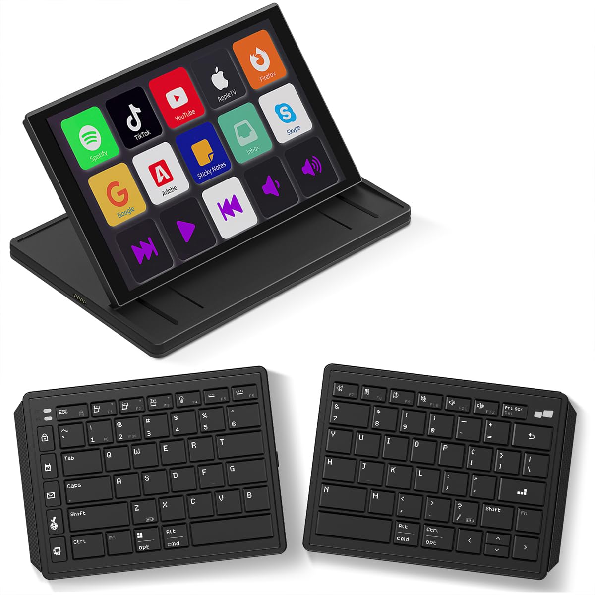 Touchscreen Keyboard with Stream Deck | Split Ergonomic Bluetooth Keyboard with 8