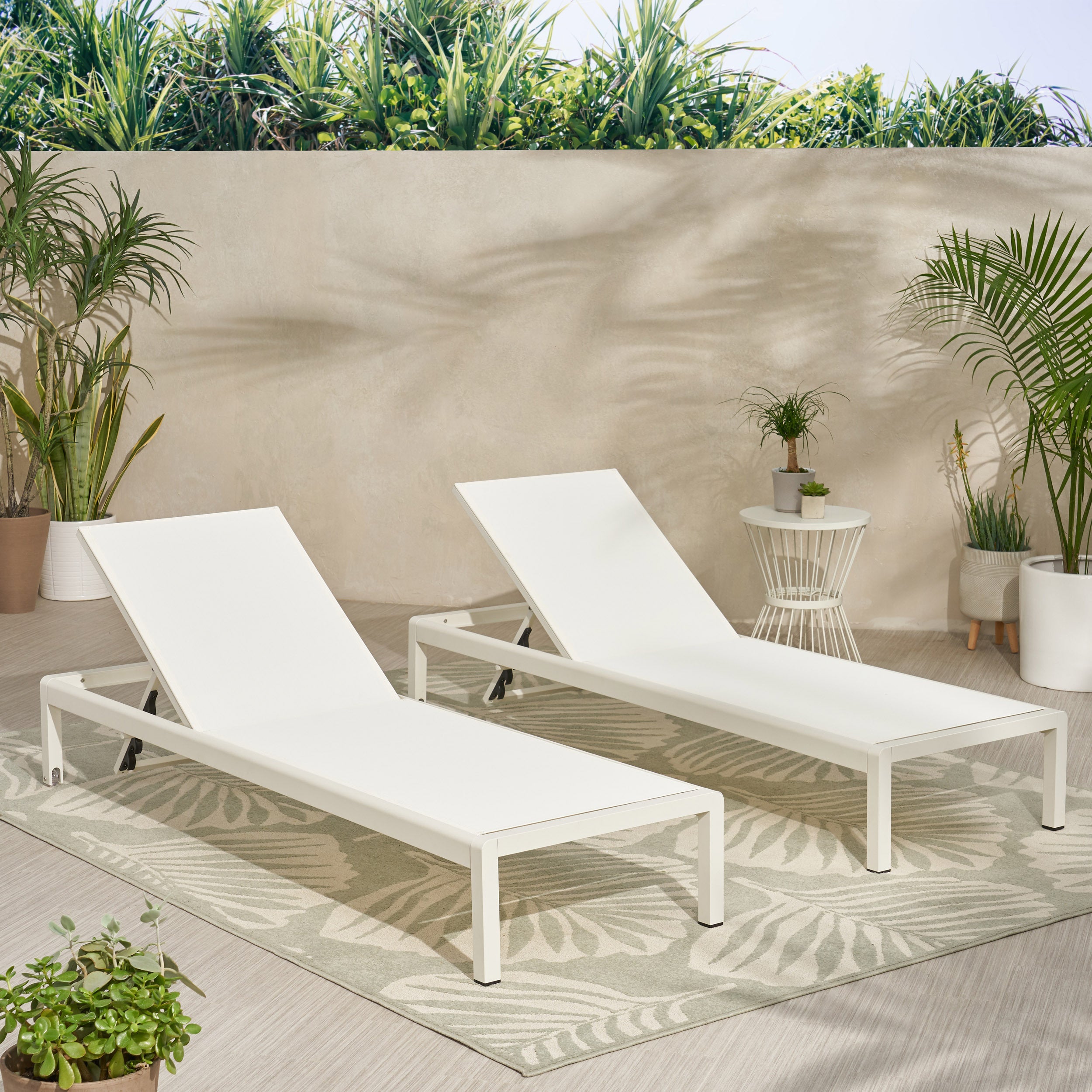 Cape Coral KD Chaise Lounge Set of 2 - Modern Gray Outdoor Patio Furniture for Poolside, Garden & Backyard Relaxation