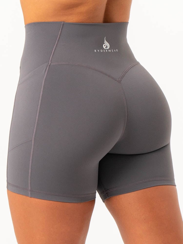NKD Pocket Shorts for Men - Comfortable Casual Athletic Shorts with Pockets, Charcoal Gray - Perfect for Gym, Running, and Summer Outdoor Activities