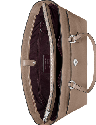 Coach Crossgrain Leather Folio Tote Bag for Women - Stylish Work Tote with Zipper Closure - Perfect for Office, Business Travel & Everyday Use