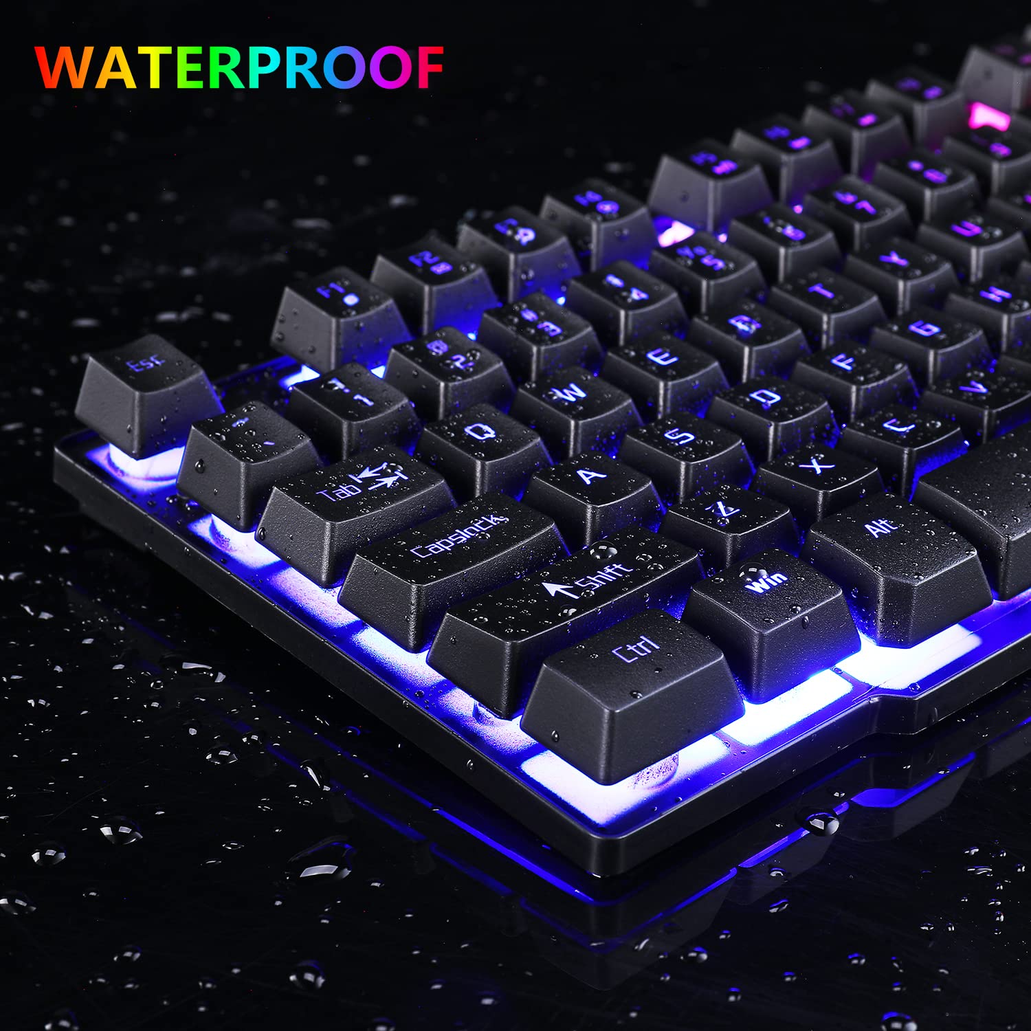 RGB Gaming Keyboard and Mouse Combo - USB Wired LED Backlit Mechanical Feel Keyboard & Colorful Mouse for PC, Laptop - Perfect for Gaming, Work & Streaming (Letter Glow)