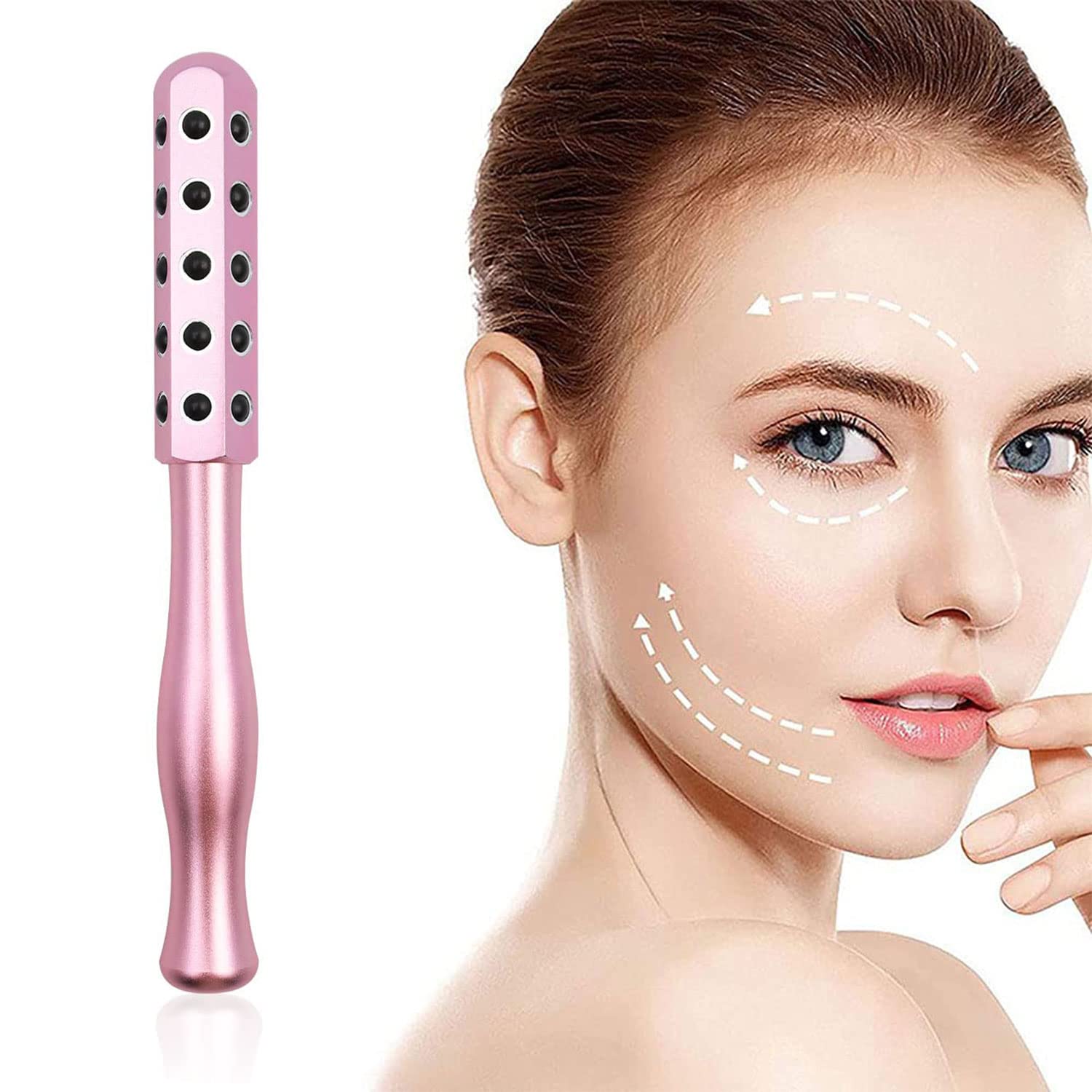 Aohcae Germanium Stone Facial Roller Massager - Anti-Aging Face, Eye, Chin & Neck Massage Tool for Wrinkle Reduction & Skin Tightening | Perfect for Daily Skincare Routine & Spa-Like Relaxation at Home (Purple)
