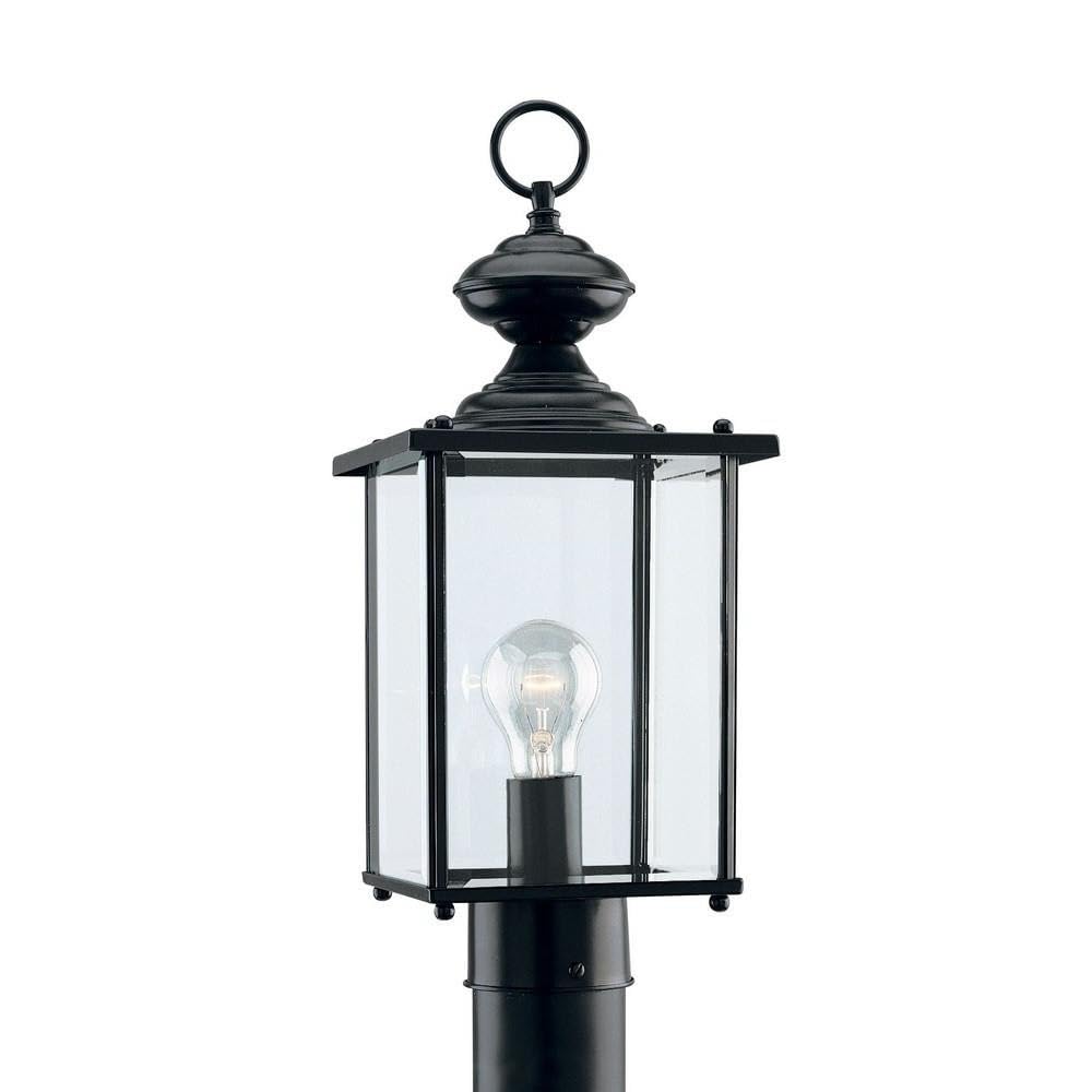 Black Finish Transitional Outdoor Post Lantern - One Light Exterior Fixture 73-Bel-620156 for Porch, Garden & Pathway Lighting