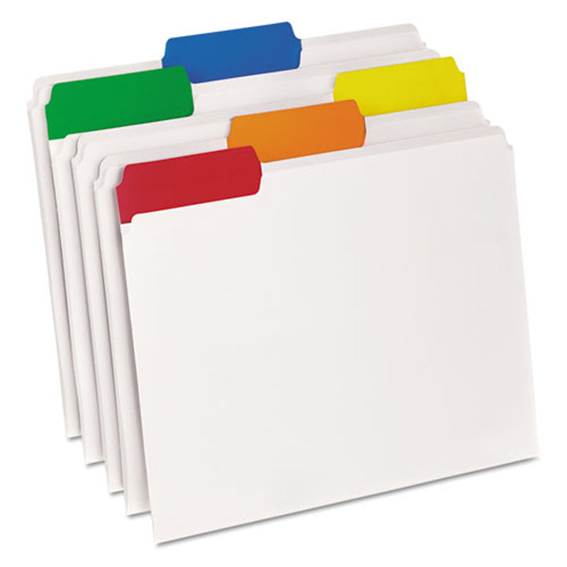EasyView Poly File Folders - 1/3 Cut Letter Size Clear Plastic File Folders with Assorted Colored Tabs (25-Pack) - Perfect for Office Organization, School Projects & Document Storage