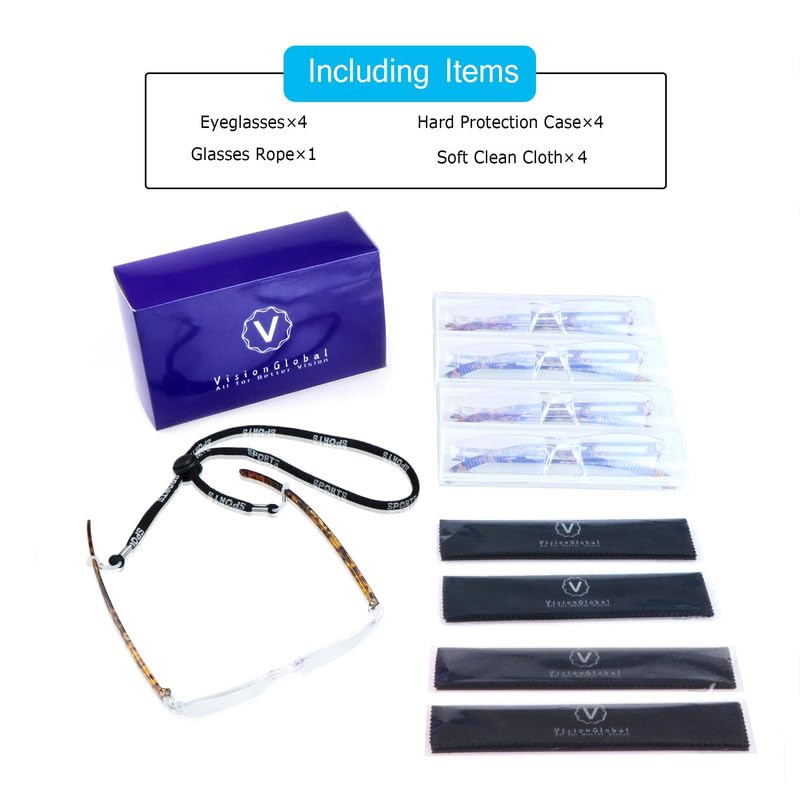 LifeArt 2/4 Pairs Blue Light Blocking Reading Glasses for Men & Women - Anti Eyestrain Computer Glasses with Rectangle Frame - Perfect for Office Work, Screen Time & Digital Device Use