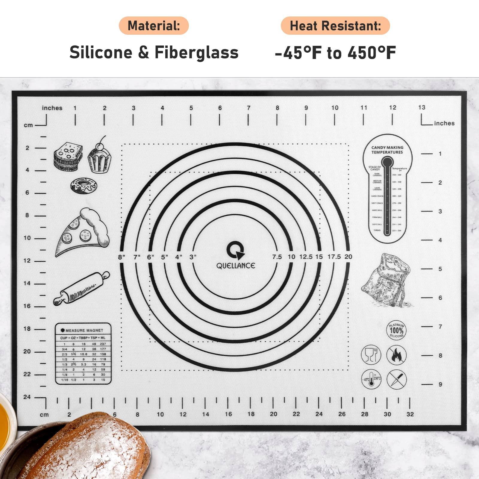 Non-Slip Silicone Baking Mat with Measurement Marks - 12