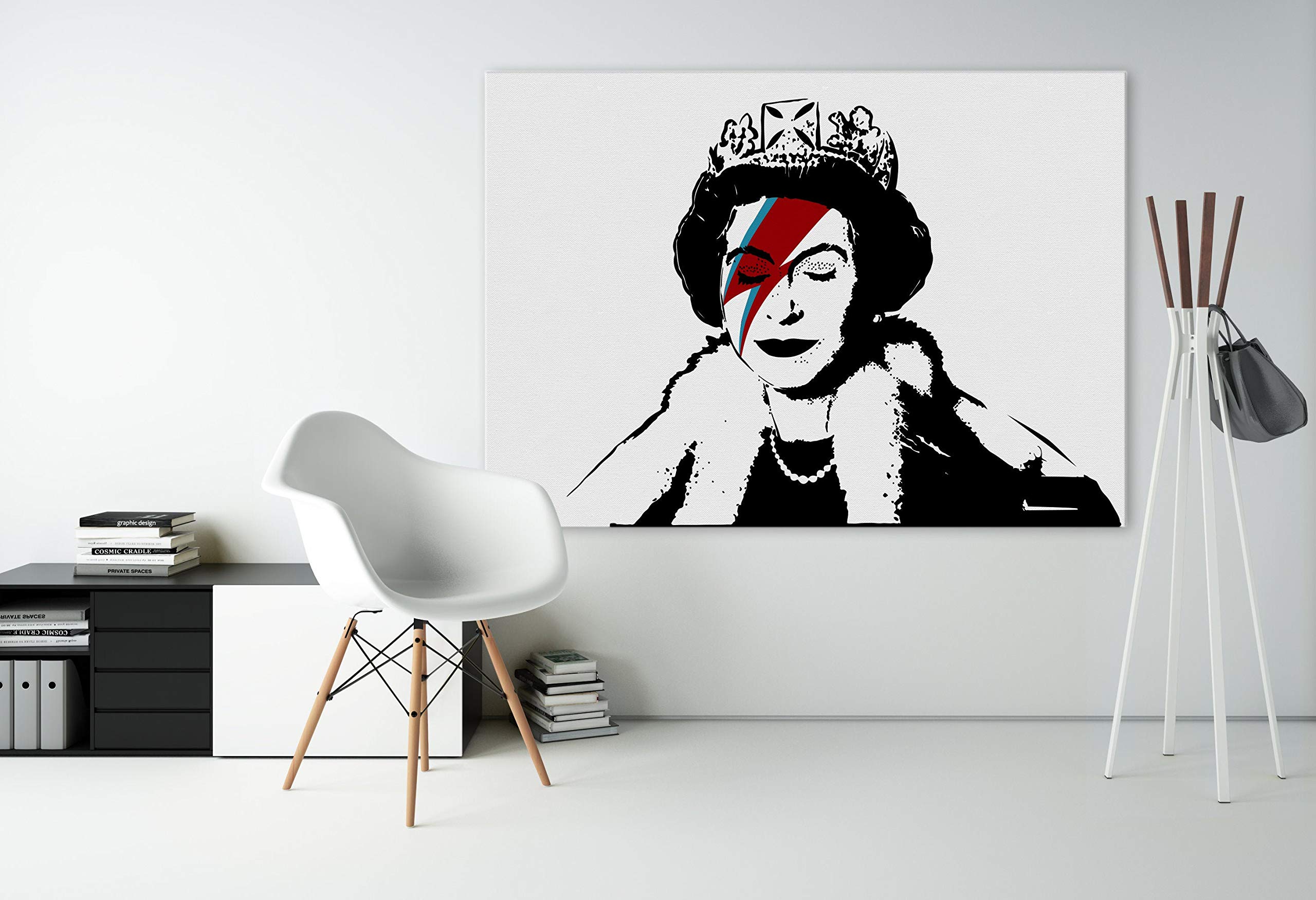 Banksy Queen Elizabeth Street Art Graffiti Canvas Print - Urban Wall Decor Portrait Painting - Perfect for Home Office & Street Art Lover Gifts