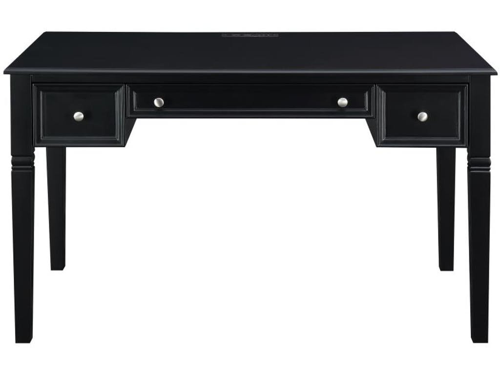Coaster Home Furnishings Black Writing Desk with Keyboard Tray & Built-in Power Outlet - Perfect for Home Office, Study Room & Small Spaces