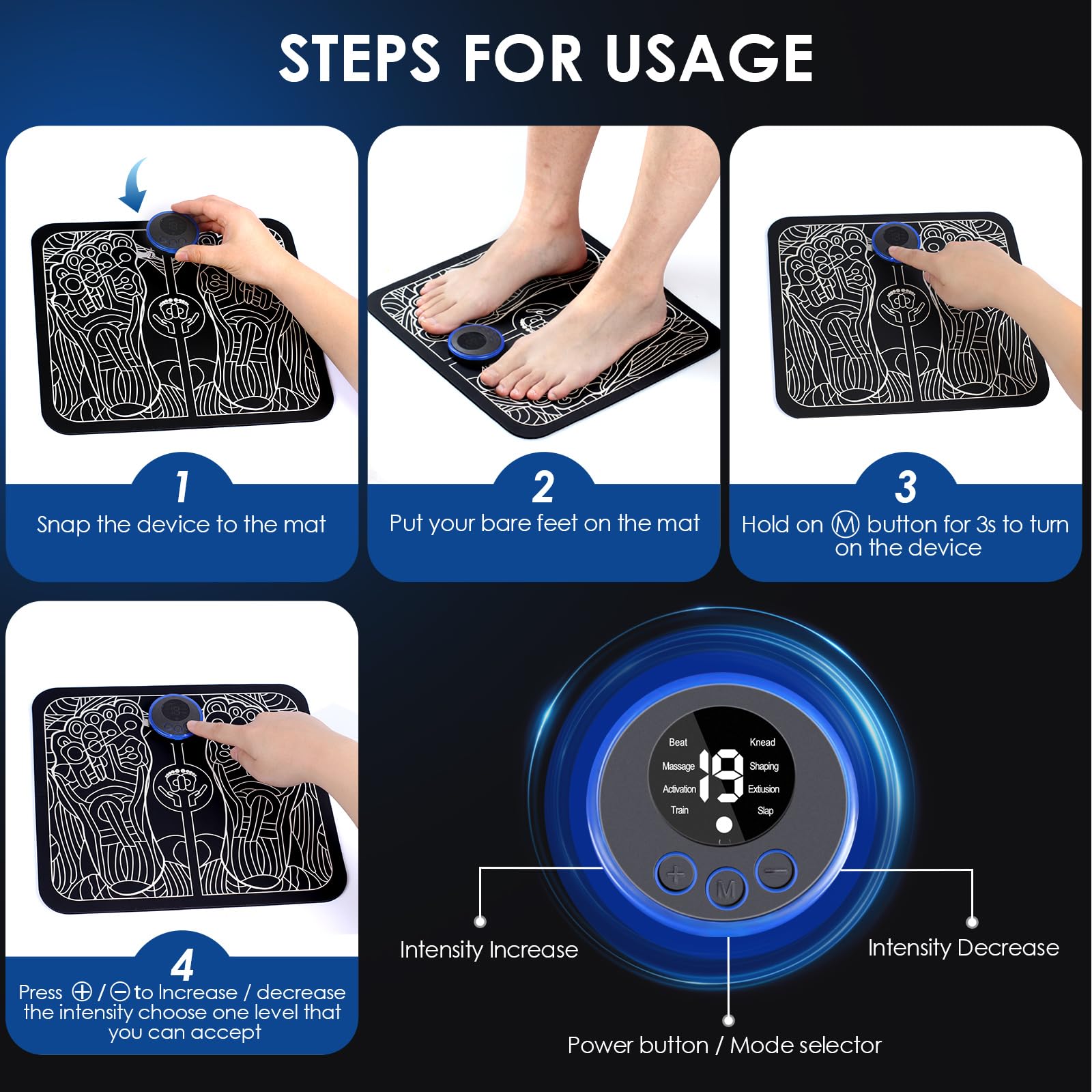 UVUBXT EMS Foot Stimulator - Portable Electric Foot Massager for Pain Relief & Relaxation | Compact Design for Home, Office & Travel Use | Perfect for Muscle Recovery, Stress Relief & Improved Circulation
