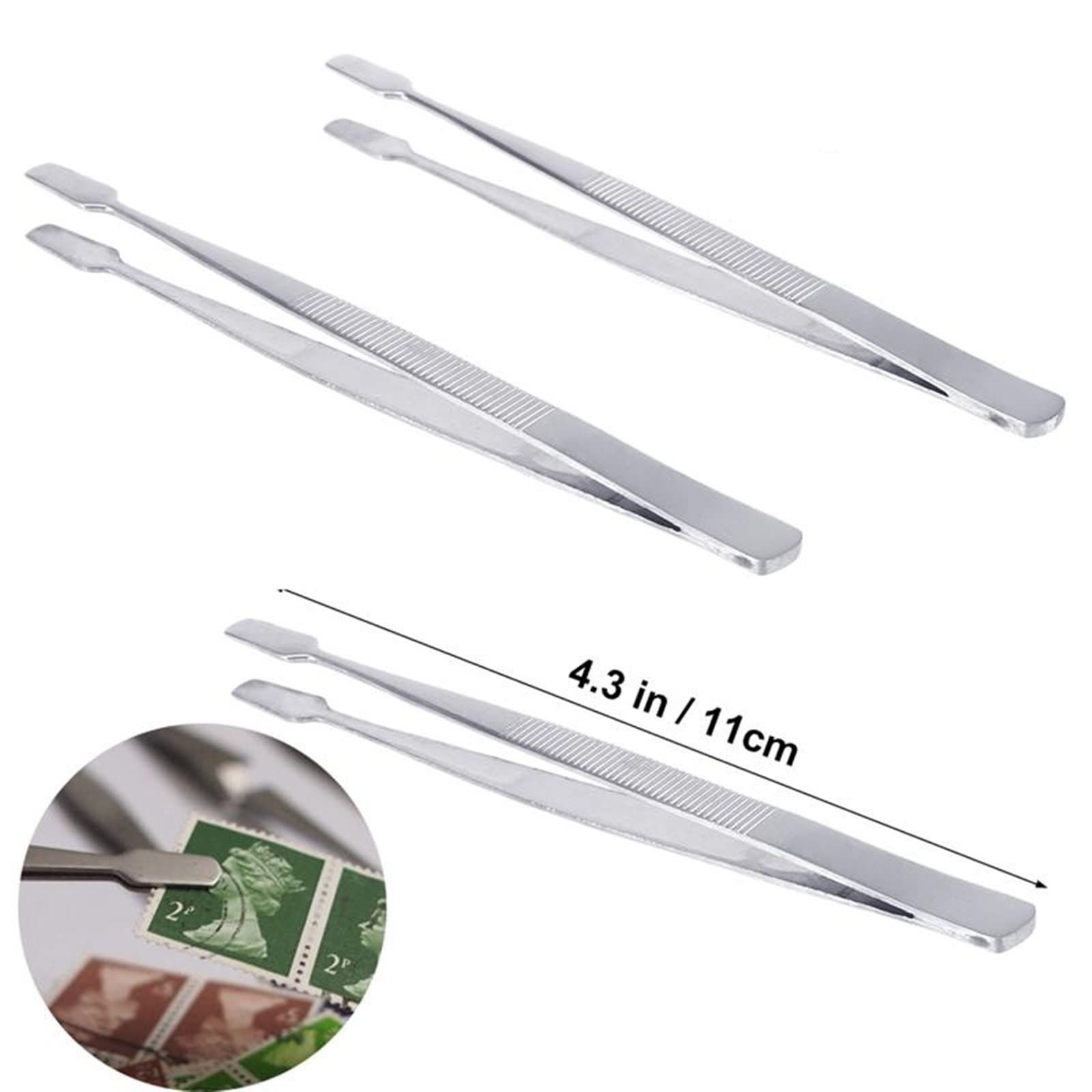 Premium Stainless Steel Hair Removal & Stamp Collecting Tweezers - Eyebrow, Philatelic, Soldering & Hand Tool for Grooming, Crafting & Hobbyists