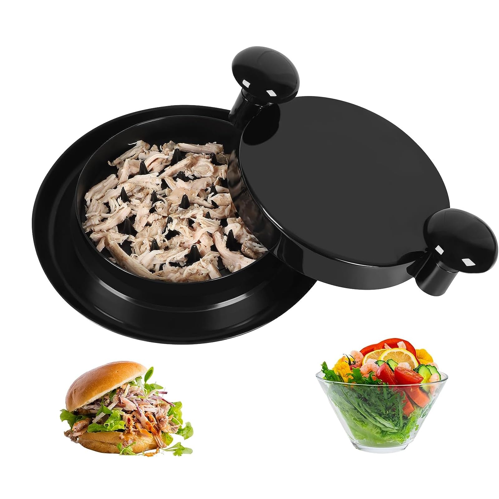 MsTeco Manual Chicken Shredder Machine - Handheld Meat Grinder with Non-Slip Base & Ergonomic Handles - Perfect for Chicken, Pork, Beef & Salad Prep - Ideal for Home Kitchens, BBQ Parties & Meal Prep