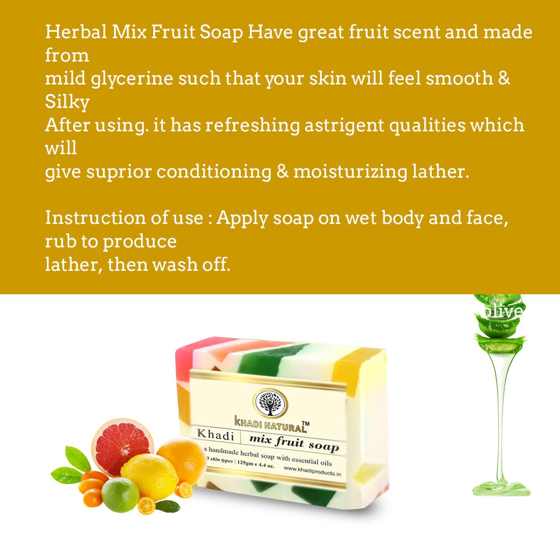 Khadi Natural Mix Fruit Soap 125g - Handmade with Fresh Fruits | Organic Skin Nourishing Soap | Paraben & SLS-Free | Pack of 7 | Perfect for Dry Skin & Daily Cleansing | Ideal for Face & Body Care