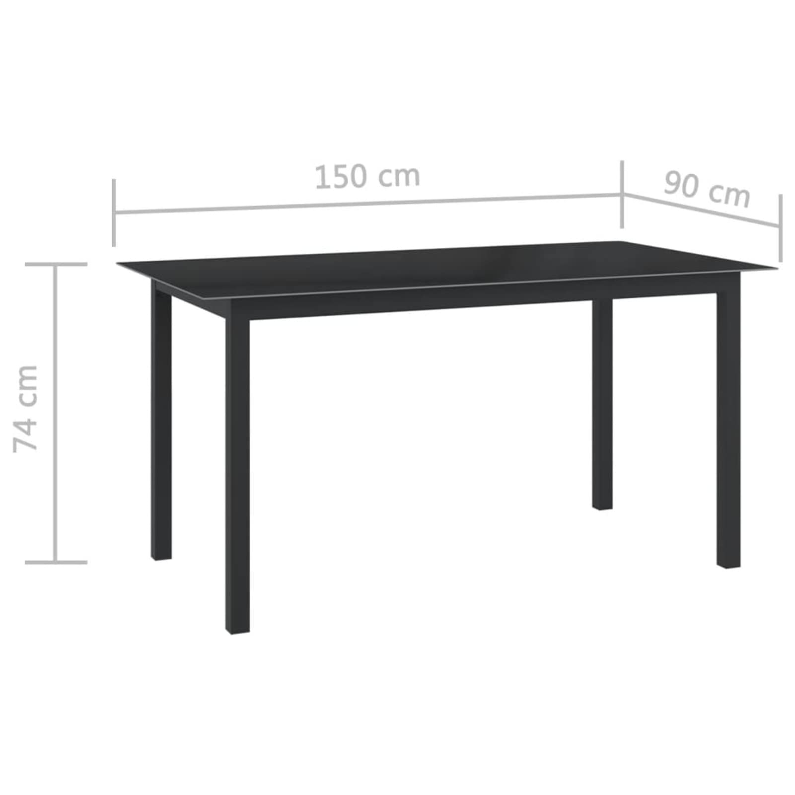 Weather Resistant Steel Patio Side Table - Small Outdoor End Table for Yard, Balcony, Garden & Bedside - Durable Black Aluminum & Glass Design (59.1
