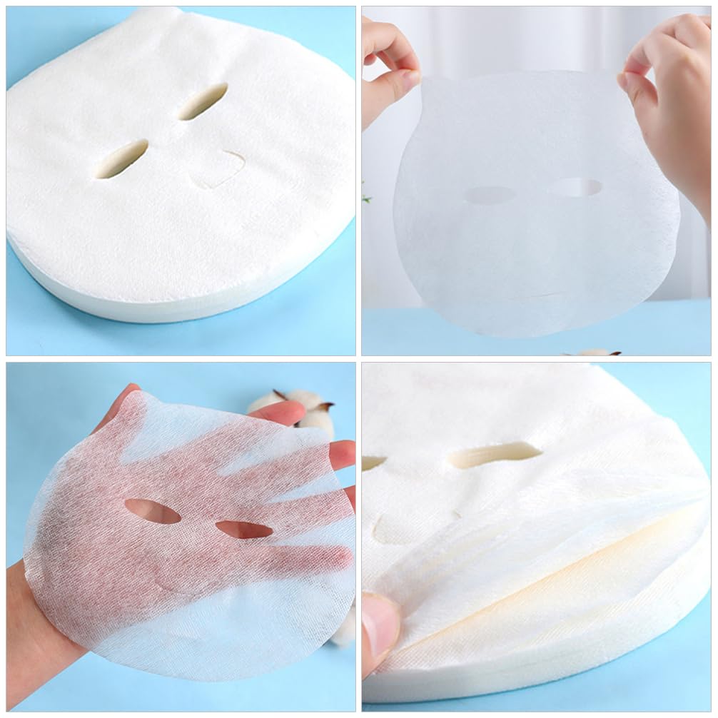 FRCOLOR 50 Pcs Non-Woven DIY Facial Mask Sheets for Skin Care - 15.5cm x 14cm Cosmetic Face Masks - Perfect for Hydration, Brightening & Anti-Aging at Home Spa
