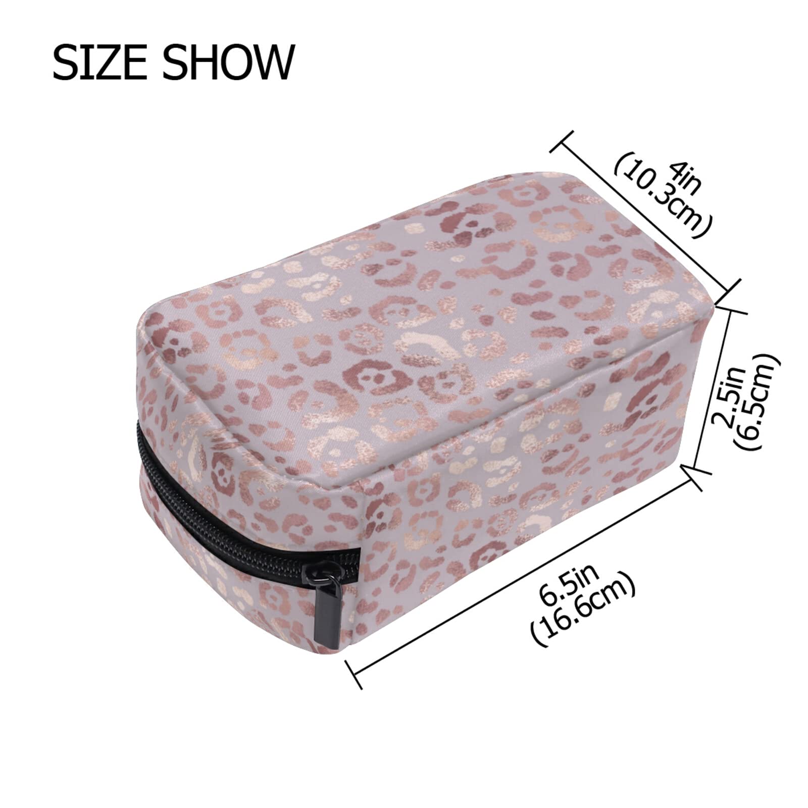 Stylish Rose Gold Leopard Makeup Bag for Women & Girls - Travel Cosmetic Organizer with Multiple Compartments - Perfect for Toiletries, Makeup Storage & On-the-Go Essentials