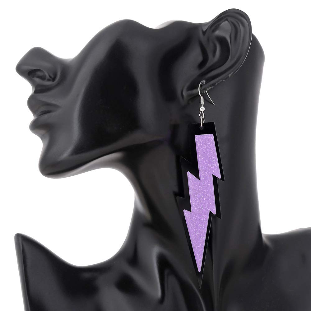 Vibrant Multi-Color Acrylic Lightning Bolt Dangle Earrings for Women - Trendy Exaggerated Statement Jewelry for Parties, Concerts & Festival Outfits