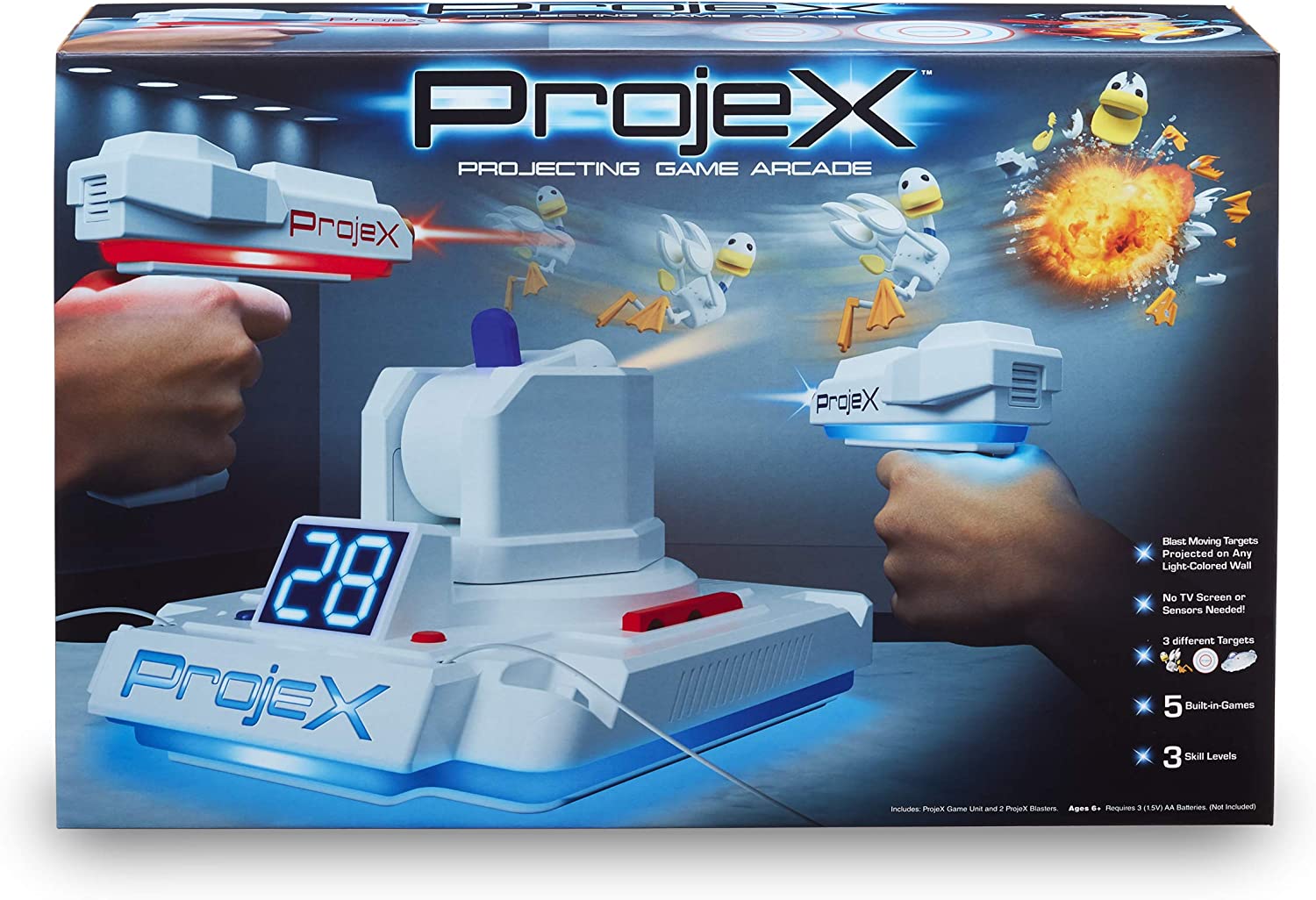 NSI PROJEX Image Projecting Arcade Game - Laser Shooter with 2 Guns & 3 Animations | Solo, Co-op & Head-to-Head Multiplayer | Fun Interactive Projection Game for Kids Ages 6+ | Perfect for Birthday Parties & Family Game Nights