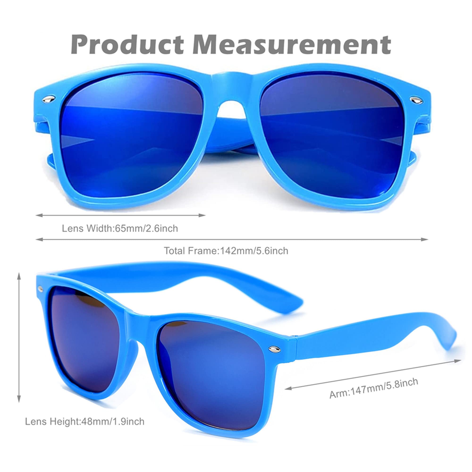 8/12/18 Pack Neon Sunglasses Bulk - Colorful Retro Party Sunglasses Multipack for Men & Women - Perfect for Pool Parties, Music Festivals & Summer Events