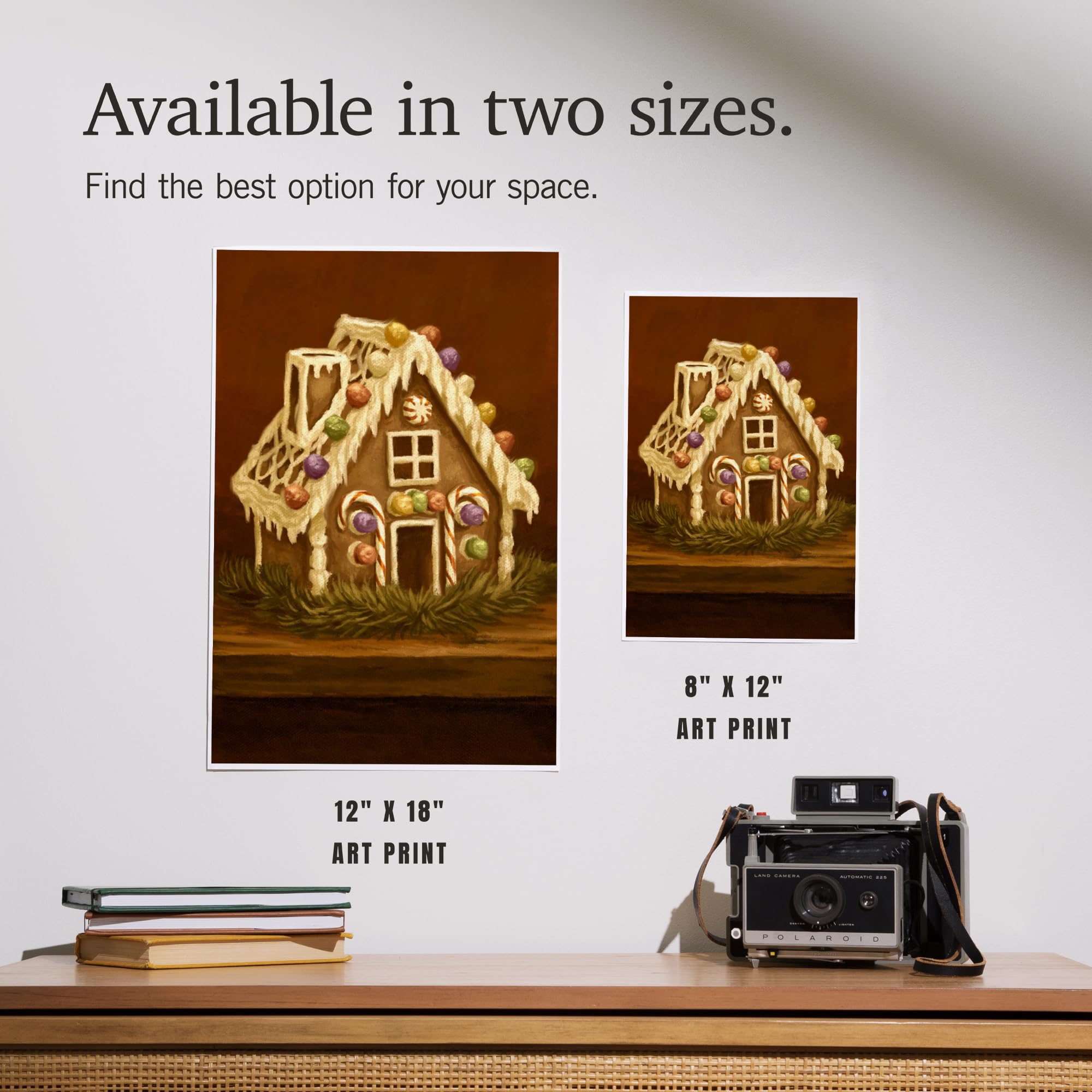 Lantern Press 12x18 Inch Gingerbread House Christmas Art Print - Oil Painting Wall Decor for Holiday Home, Office & Gift Giving