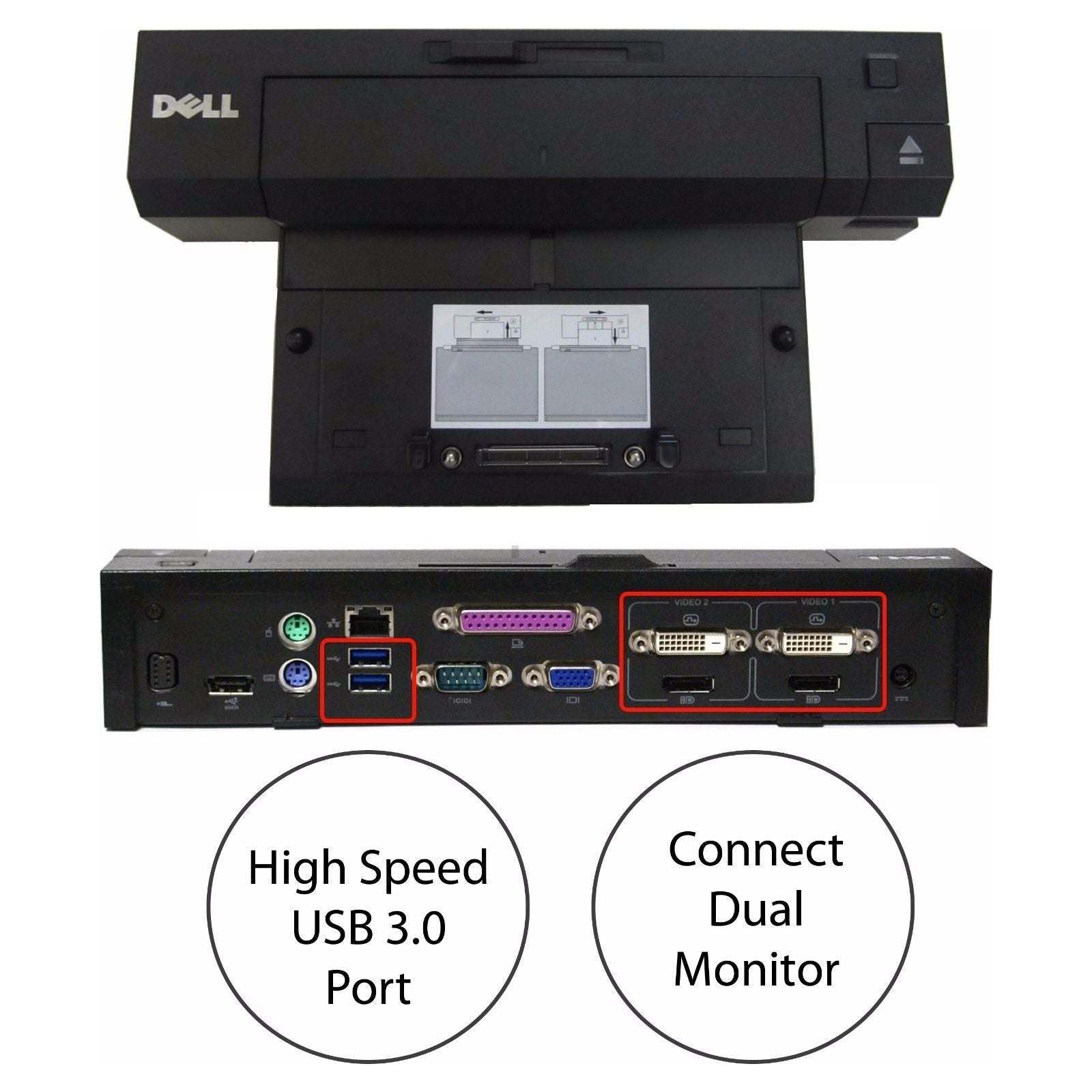 Dell PRO2X USB 3.0 Docking Station with E Port Plus - Compatible with R537F, CY640, F310C, YP126 & M8V41 Laptops - Ideal for Home Office & Remote Work Setup