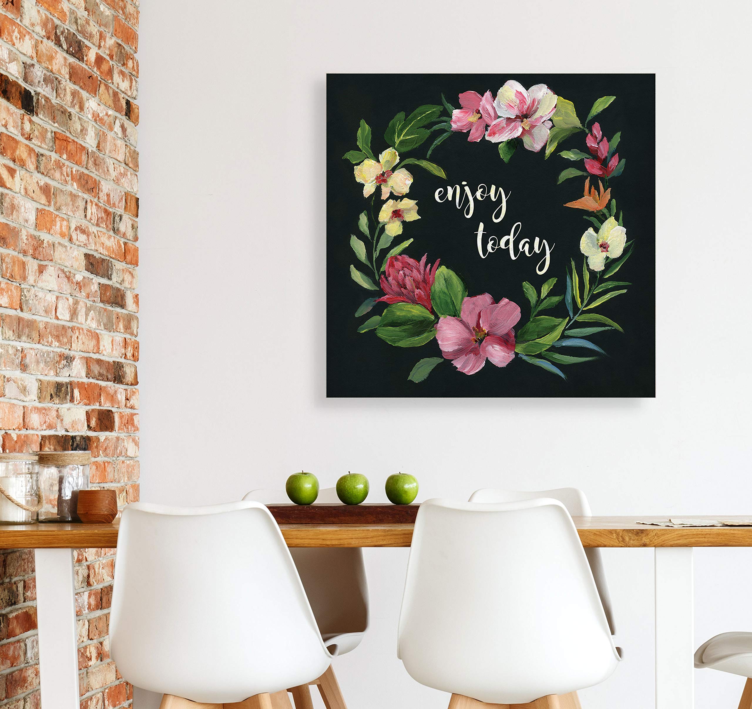 Wexford Home Tropic Wreath Gallery Wrapped Canvas Wall Art - 10x10 Inches, Tropical Floral Decor for Living Room, Bedroom & Office - Perfect for Home & Gift Giving