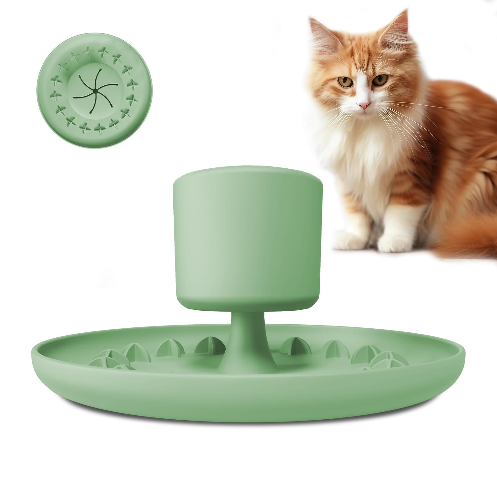 2-in-1 Slow Feeder Cat Bowl with Silicone Suction Cup - Interactive Puzzle Cat Treat Dispenser & Food Bowl - Reduces Flatulence, Anxiety & Boredom - Perfect for Busy Cats, Mealtime Enrichment & Indoor Play