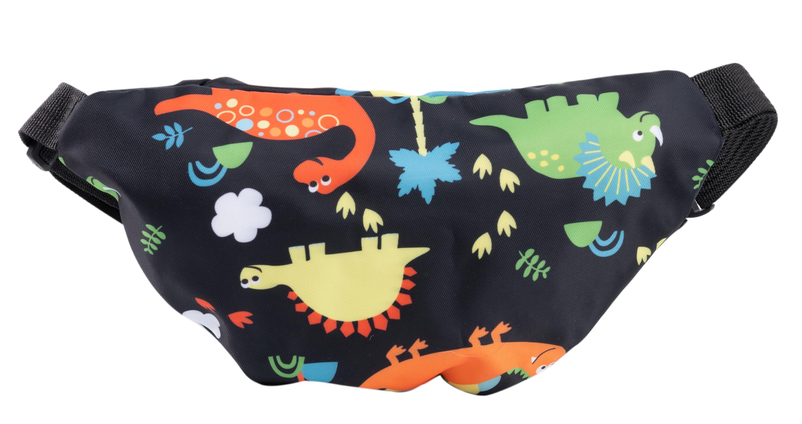 **Dinosaur Fanny Pack for Kids - Adjustable Crossbody Chest Bag for Boys & Girls Ages 3-11, Cute Nylon Shoulder Bag (Black Dinosaur Design) - Perfect for School, Travel & Outdoor Adventures**