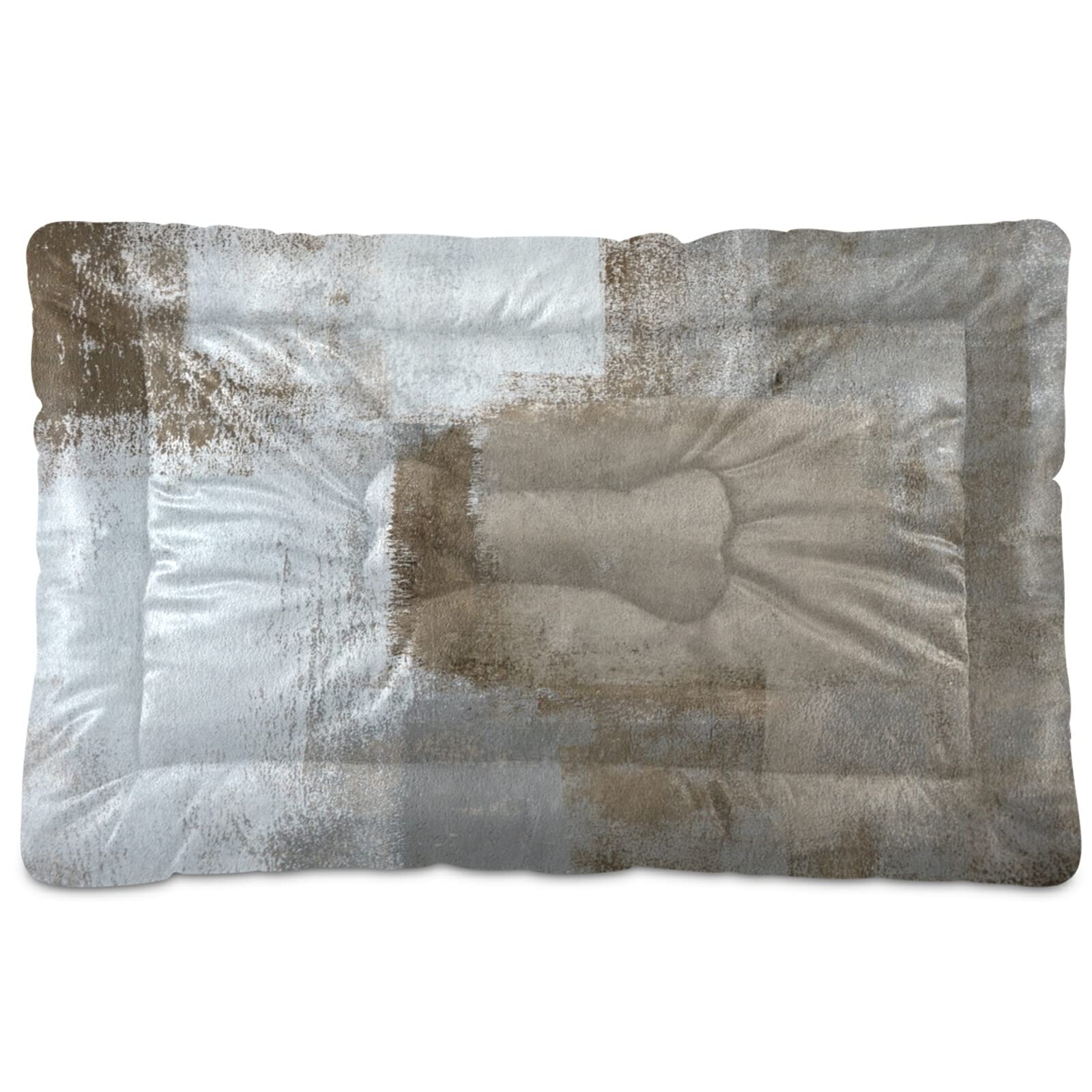 Abstract Art Pet Bed - Grey & Brown Washable Dog Mat for Kennel & Home, 24x18 Inch