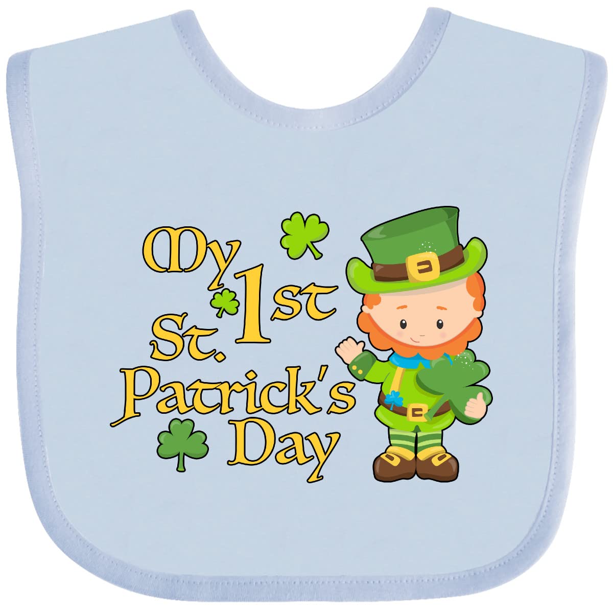 Inktastic My First St. Patrick's Day Baby Bib - Adorable Leprechaun & Shamrocks Design - Perfect for Infants & Toddlers on St. Paddy's Day Celebrations, Parties & Photo Shoots
