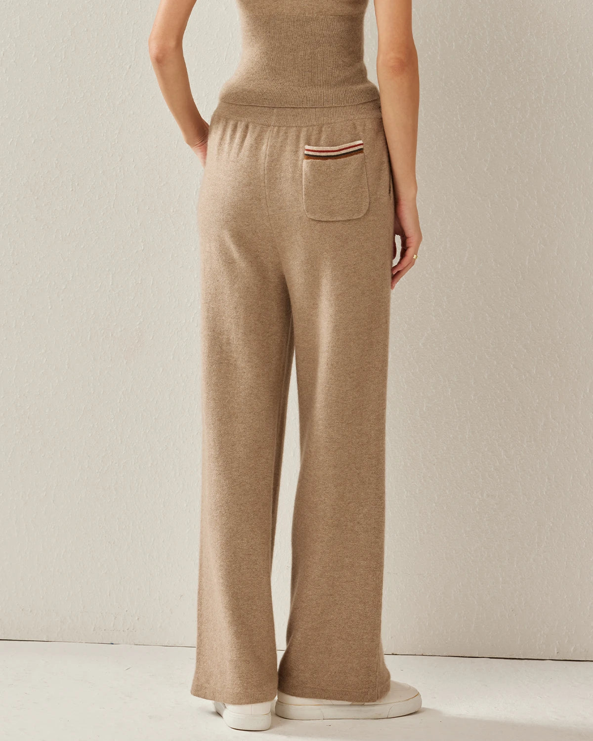 Luxury Wide Leg Cashmere Pants for Women - Soft & Comfortable High-Waisted Winter Trousers - Perfect for Office, Lounge & Travel