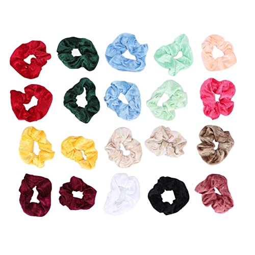 20pcs Soft Elastic Hair Scrunchies - Mixed Color Hair Bands for Women & Girls | No-Slip Large Hair Ties for Workout, Yoga, Office & Everyday Use