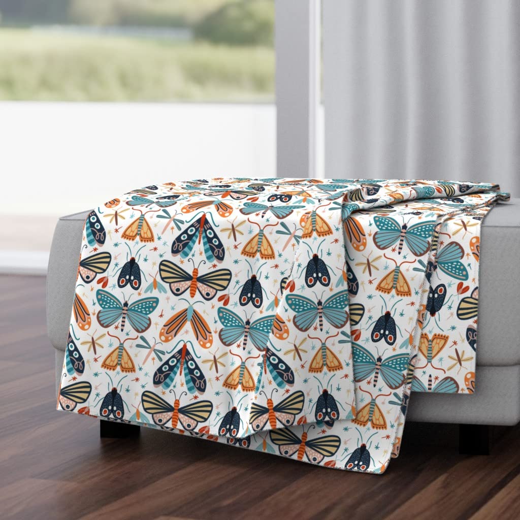 Luxe Velvet Throw Blanket 50x70 Inches - Colorful Butterfly & Moth Print Soft Cozy Blanket for Bed, Couch & Home Decor | Premium Floral Insect Design