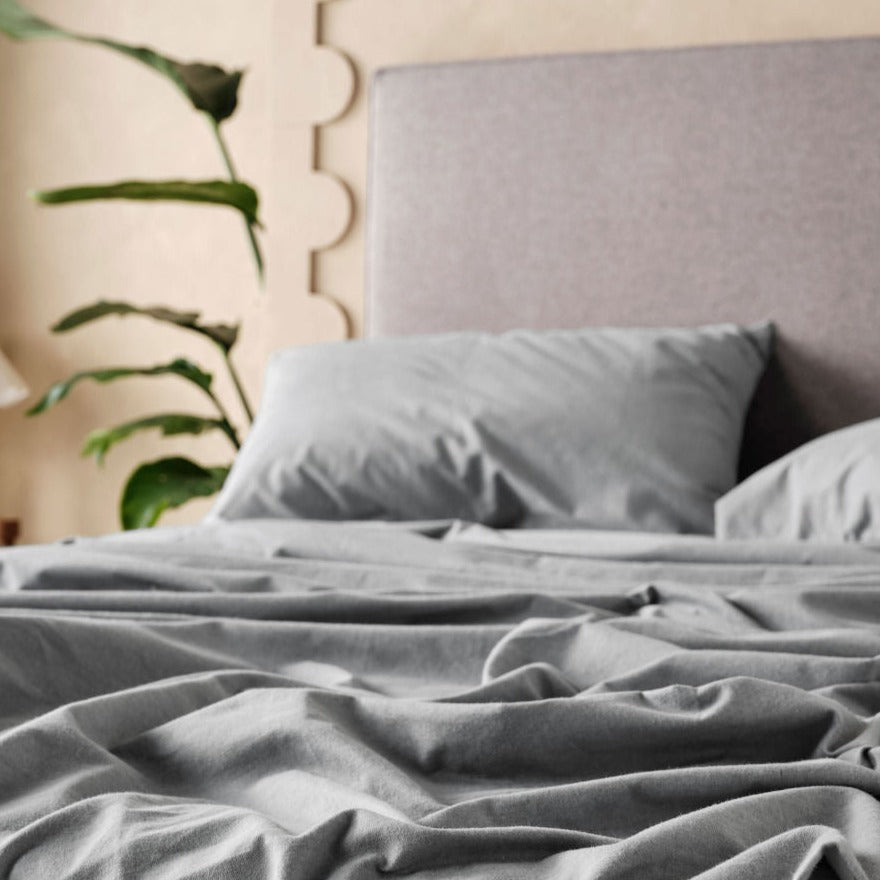 Premium Flannelette Plain Dyed Slate Sheet Set - Soft & Cozy Bedding by LINEN HOUSE - Perfect for Winter Nights & Cold Weather Comfort