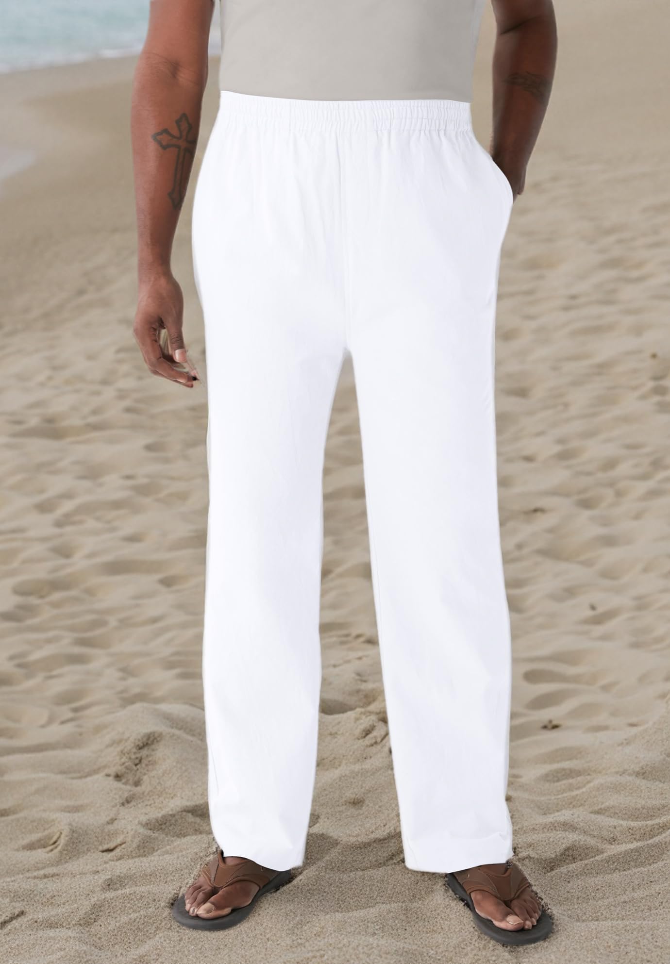 King Size Men's Big & Tall Elastic Waist Gauze Cotton Pants - Comfortable Lounge & Sleep Pants for Relaxing at Home