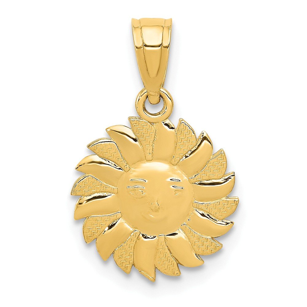 14k Solid Yellow Gold Sun with Face Pendant Charm - 18mm x 12mm for Necklace, Bracelet & Jewelry Making | Perfect Gift for Women & Girls