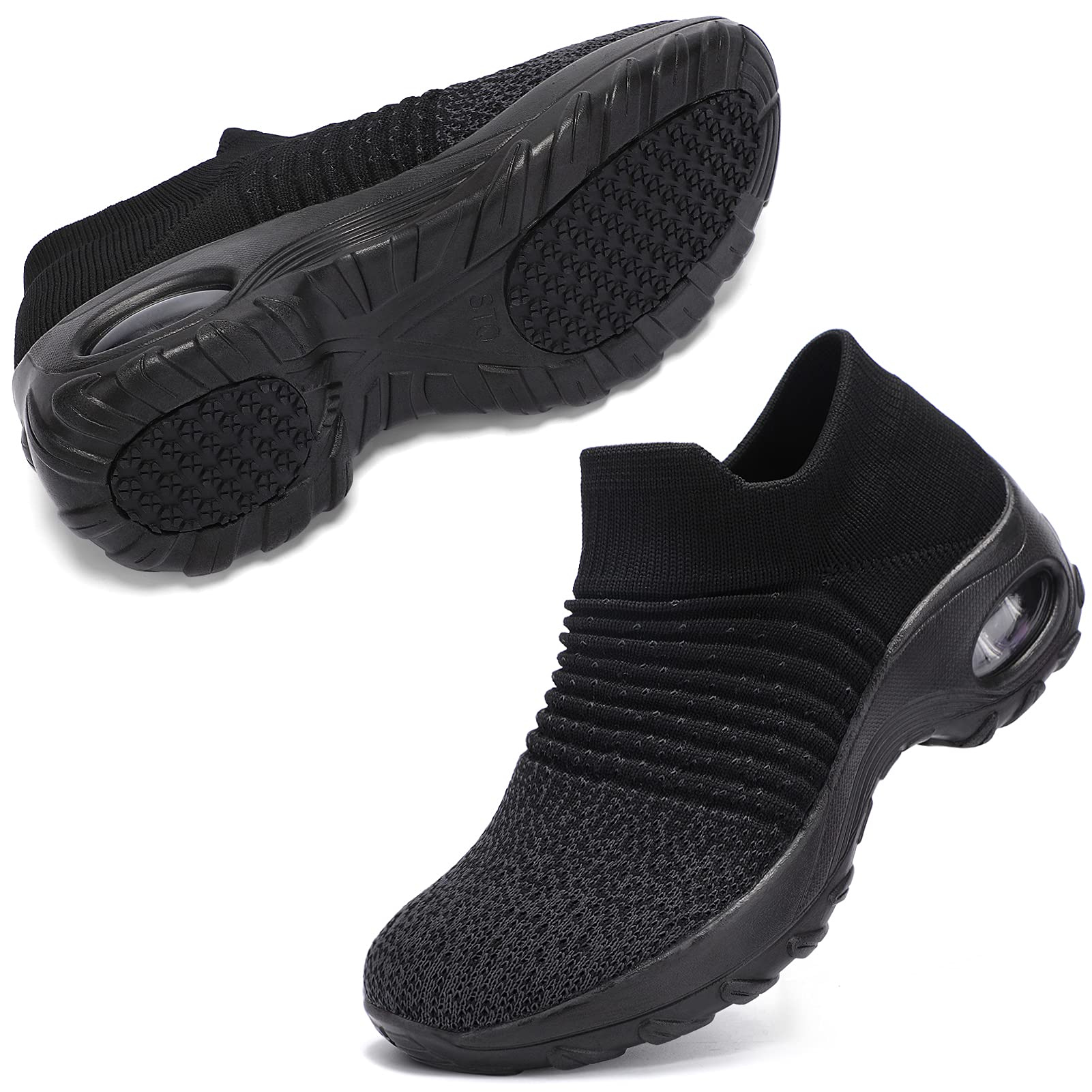 STQ Women's Slip-On Breathable Mesh Walking Shoes - Fashion Sneakers with Comfort Wedge Platform for Casual Wear, Work & Travel