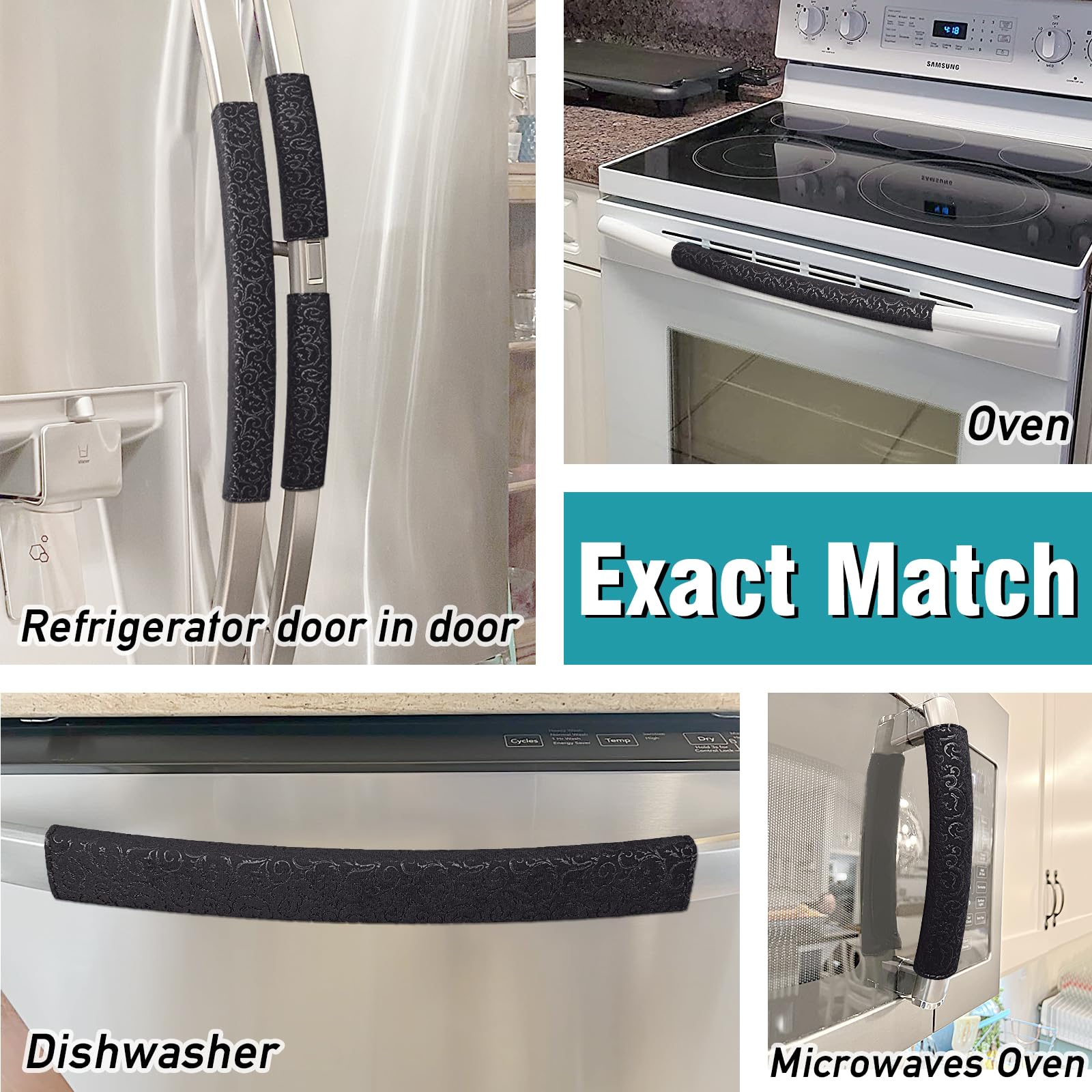 Non-Slip Refrigerator Handle Covers (6-Pack) - Washable for Kitchen & Dishwasher Use