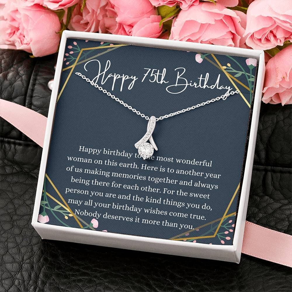 **Personalized Handmade Message Card Jewelry Necklace - 75th Birthday Gift for Her, Women, Friend | Thoughtful Keepsake for Anniversaries, Mother's Day & Special Occasions**