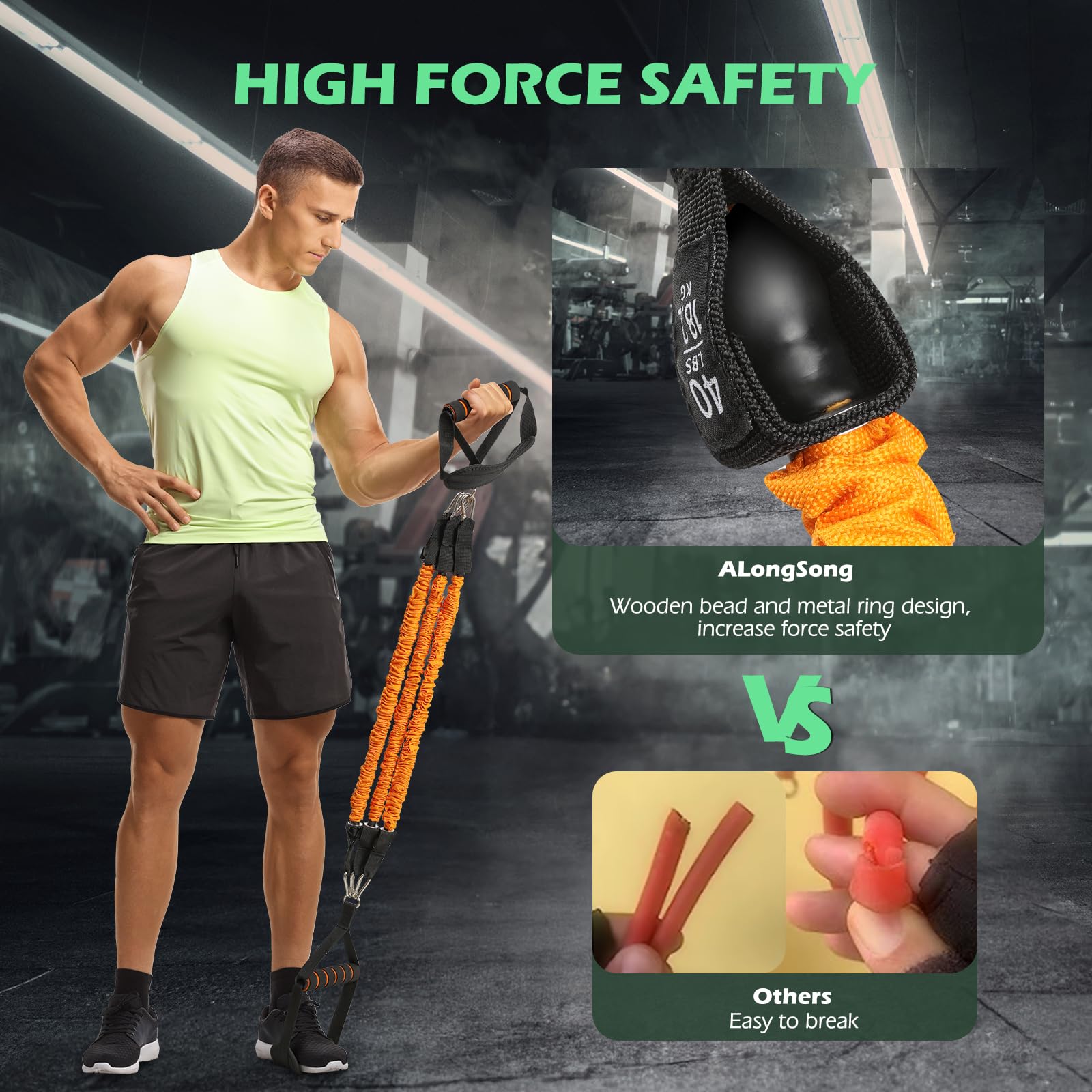 ALongSong Heavy Duty Pull Up Resistance Bands with Foot Pads - Adjustable Exercise Bands for Chin Ups, Strength Training & Home Gym Workouts (Ideal for Beginners, CrossFit & Bodyweight Training)