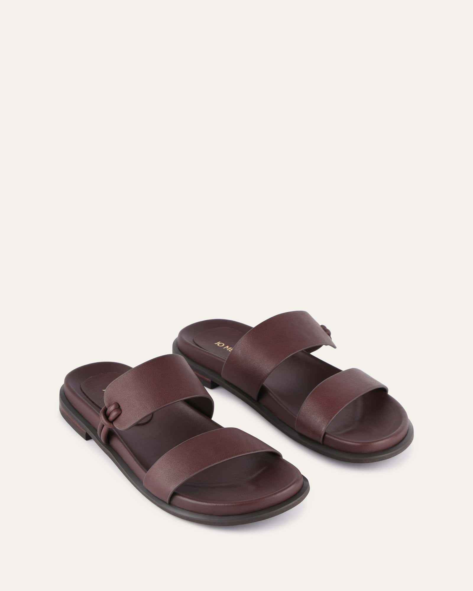 Hayes Brown Leather Flat Sandals for Women - Comfortable Casual Summer Shoes for Beach, Walking & Travel
