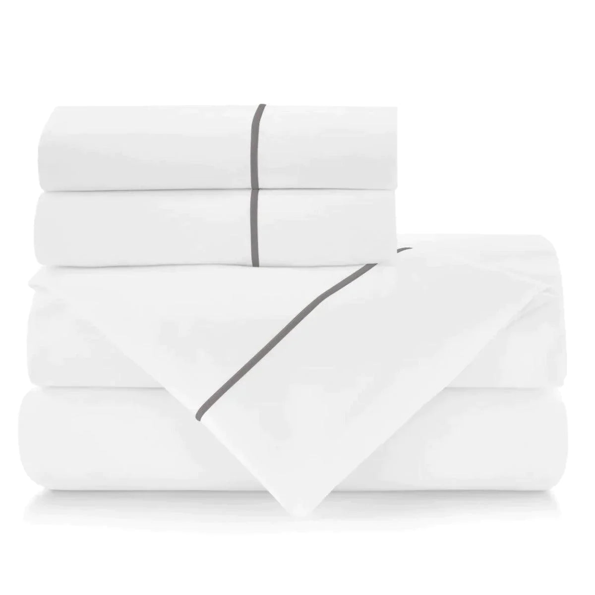 Luxury Embroidered Percale Cotton Sheet Set - 100% Breathable & Soft Bedding for Master Bedroom, Guest Room & Hotel Use