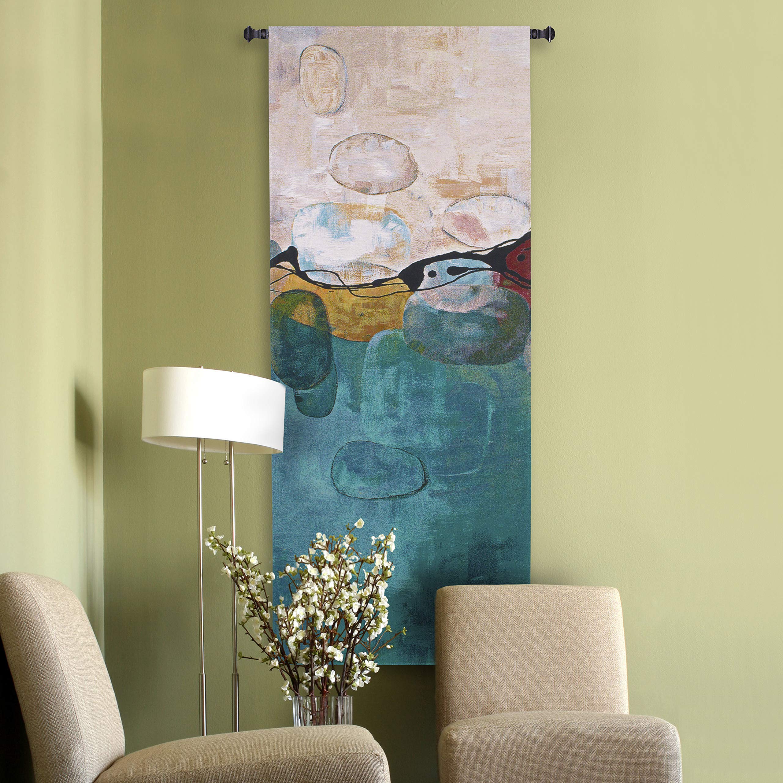 Composition Seven Woven Tapestry Wall Hanging - Modern Calming Bubbles Design - 100% Cotton USA Made - 60x24 Inches - Perfect for Living Room, Bedroom & Meditation Space Decor