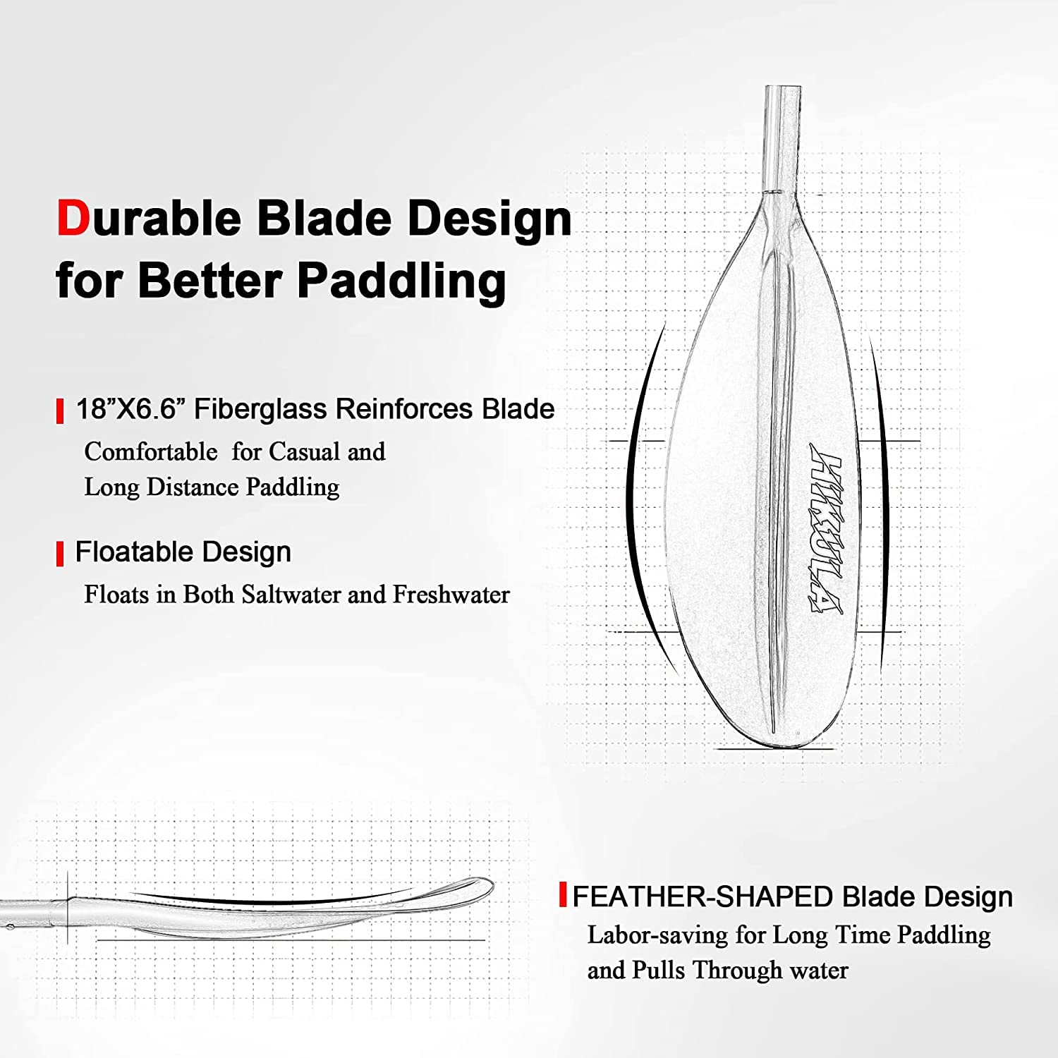 Lightweight Kayak Paddle - 4-Piece Aluminum Shaft with PP Floating Blade (86.6in/220cm & 90.5in/230cm Options) - Perfect for Recreational Kayaking, Fishing, and Water Sports
