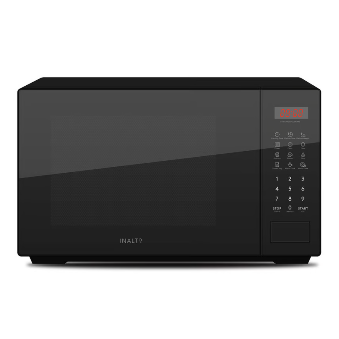 InAlto 20L 700W Black Countertop Microwave Oven with 10 Power Levels - IOMW20B - Perfect for Small Kitchens, Dorms & Office Break Rooms
