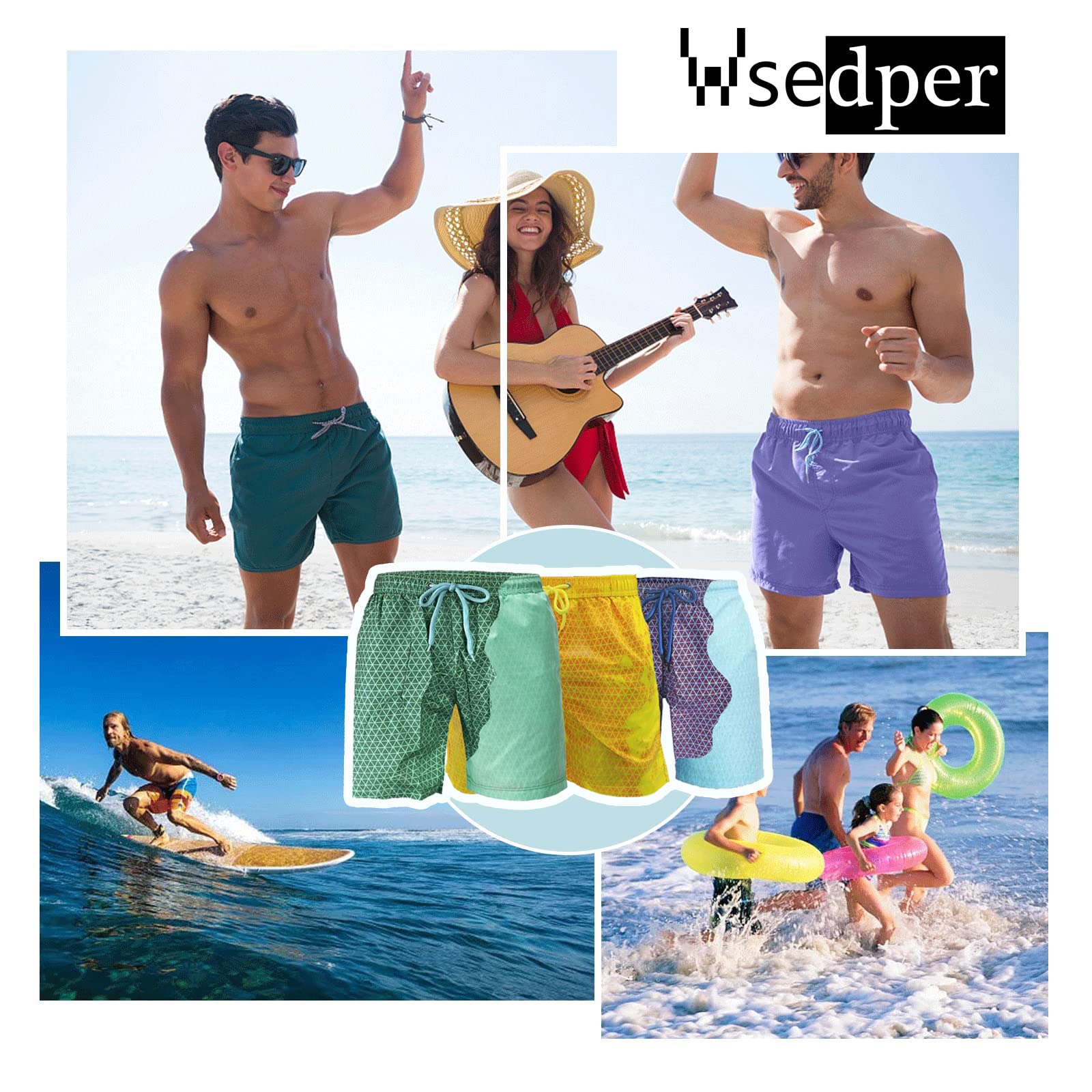 Color Changing Swim Trunks for Men & Boys | Quick Dry Beach Shorts | UV Reactive Swimwear for Pool, Beach & Summer Activities
