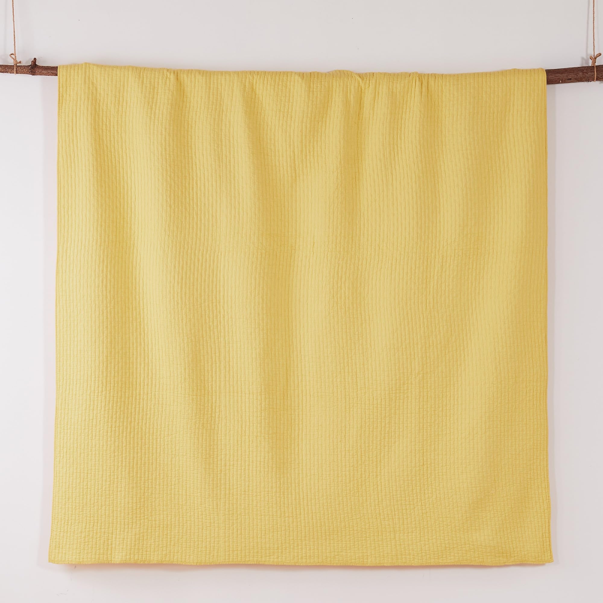 Levtex Home Reversible 100% Cotton Cross Stitch Yellow Quilt Set - Twin/Twin XL (68x86in) + Standard Sham (26x20in) - Soft Bedding for Cozy Bedrooms & Guest Rooms