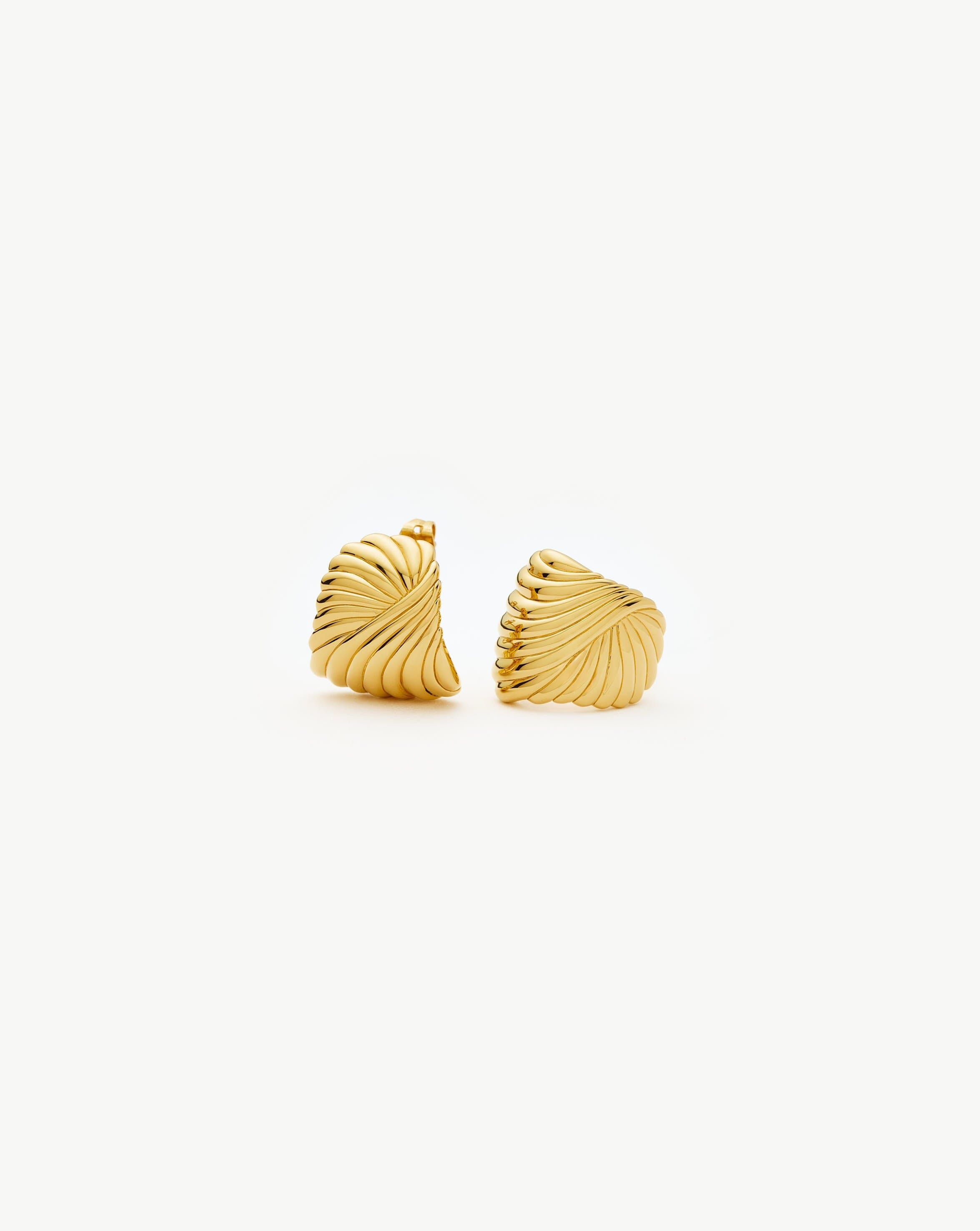 18k Gold Plated Ripple Stud Earrings for Women - Elegant & Hypoallergenic Earrings for Everyday Wear, Parties & Gifts