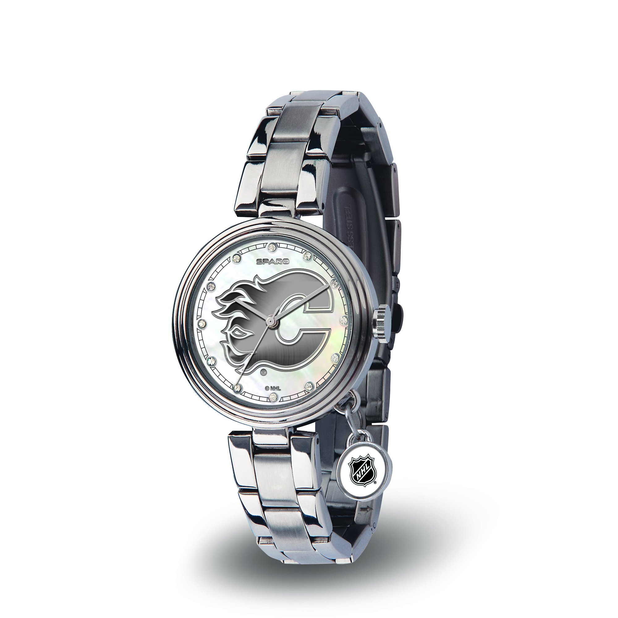 Calgary Flames Women's Charm Watch - Stylish NHL Hockey Team Themed Wristwatch for Fans | Perfect Gift for Game Day, Sports Events & Everyday Wear